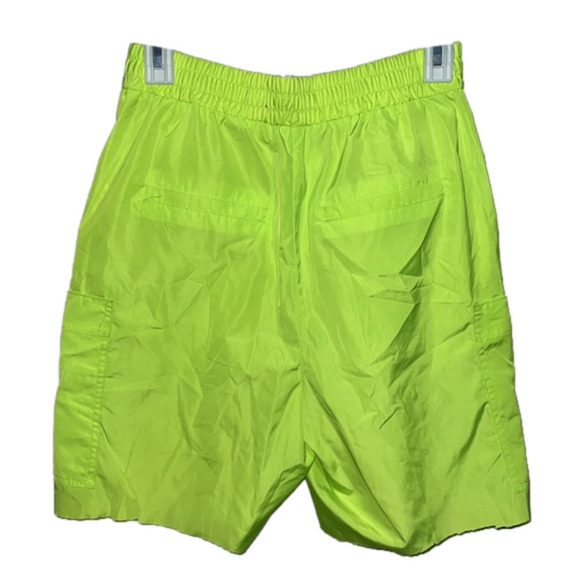 ZARA size xs neon yellow polyester puffer cargo shorts - Picture 2 of 6